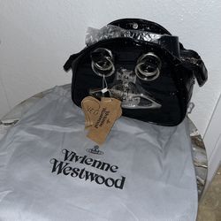 Vivienne Westwood Saturn vegan leather mini bag with silver crossbody chain