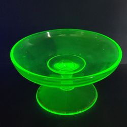 Vintage Green Uranium Pedestal Compote 