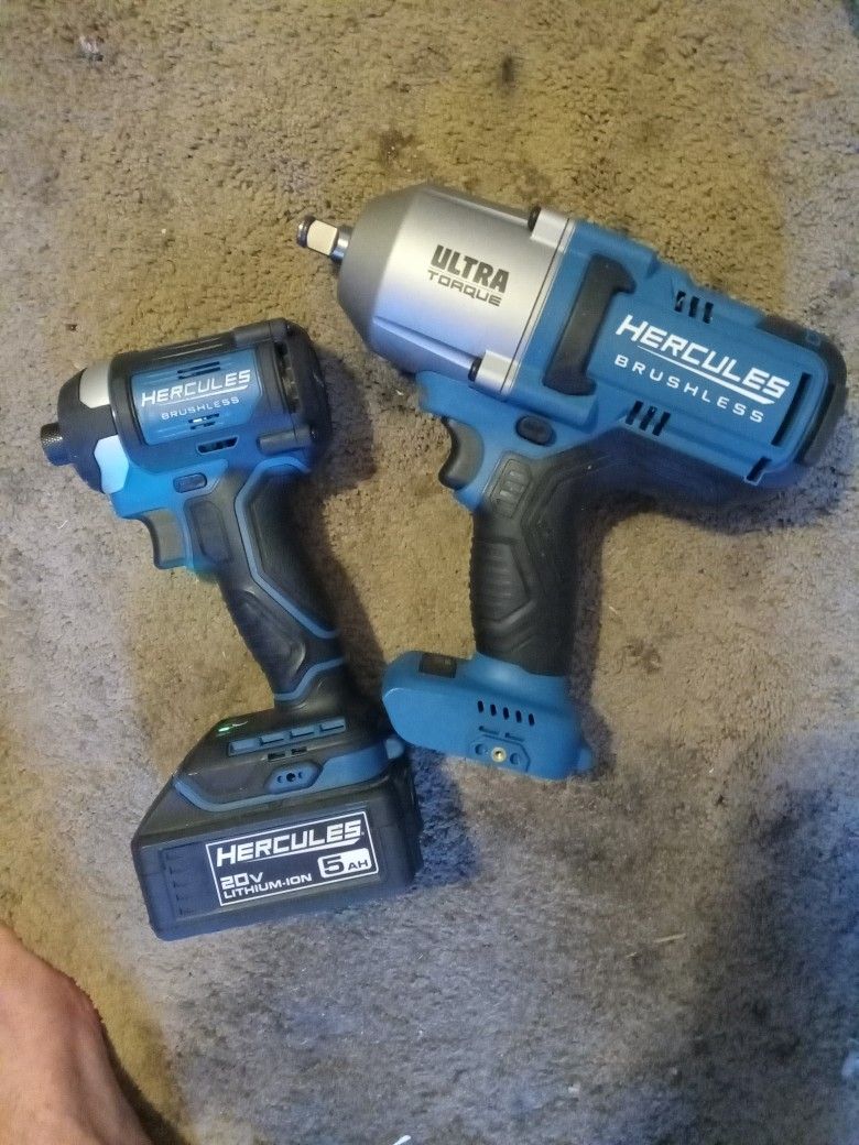 Hercules 20v New Brushless Impact Driver And Ultra High Torque 1/2 Impact Wrench