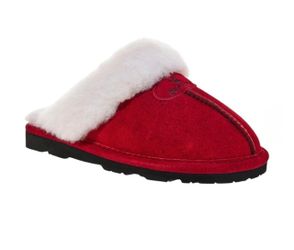 NIB BEARPAW® Loki II Suede Slipper with Rain & Stain Repellent - Red 8M