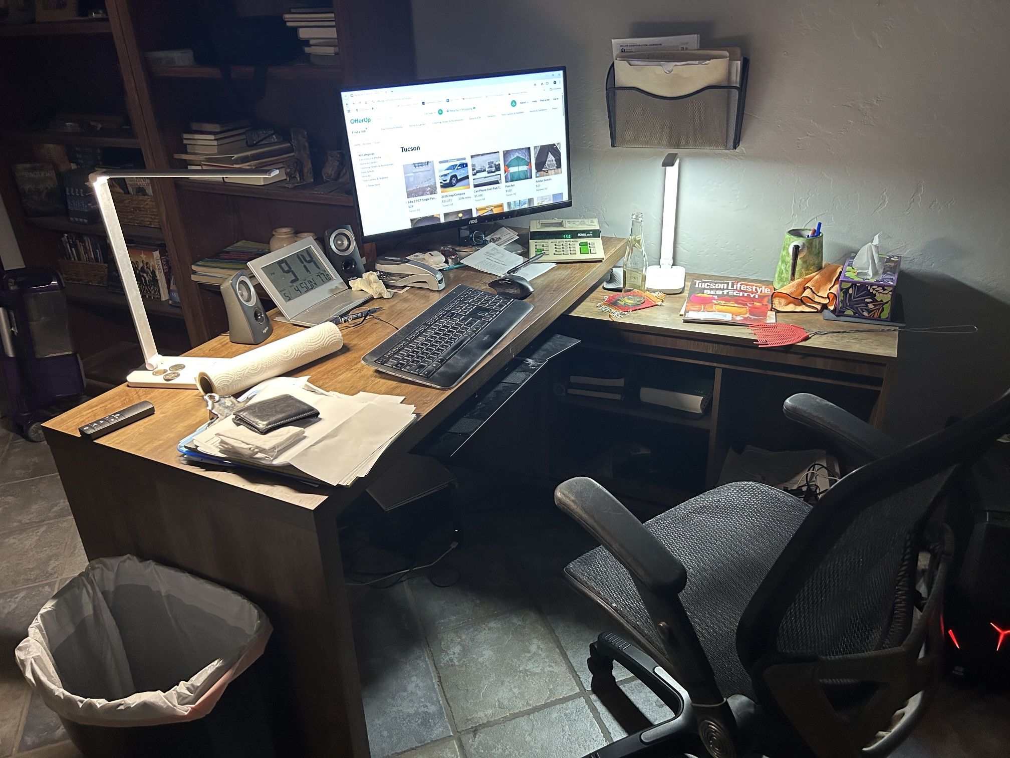 Home Office L Shaped Desk With Two Levels