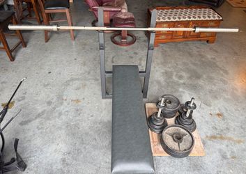 170 LBS Weights + Bench, Barbell & Adjustable Dumbbells
