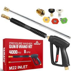 YAMATIC Pressure Washer Gun and Wand with 5 Spray Nozzles, M22-14mm & M22-15mm Fitting Replacement for Ryobi, Karcher, Greenworks, Craftsman, Troy bil