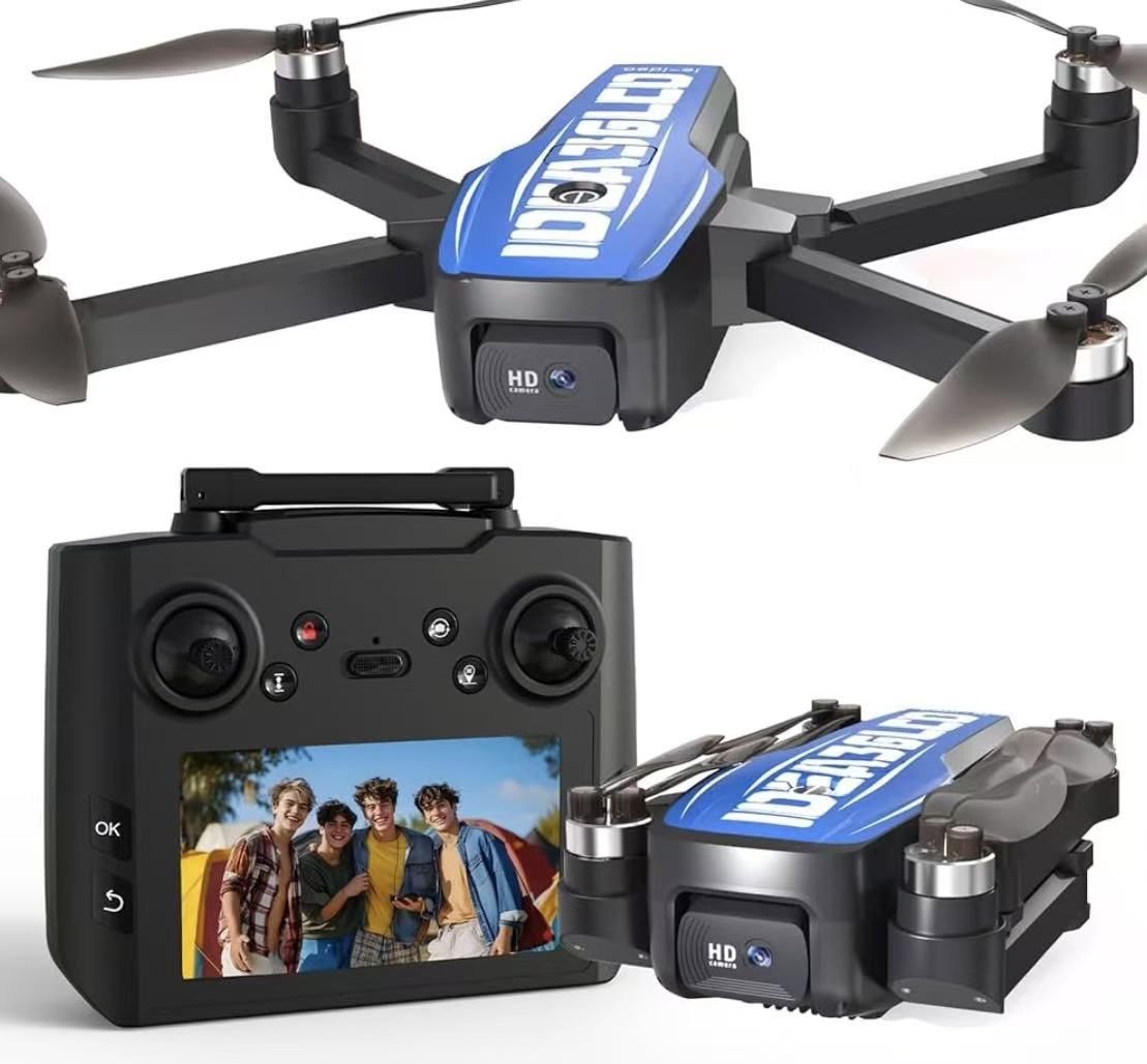 GPS Drones with 4.5-inch LCD Screen Brushless Motor Optical Flow Positioning One Key Start, Foldable Remote Control Quadcopter 