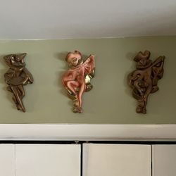 Set Of 3 Chalkware Jesters