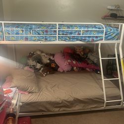 White bunk bed frame