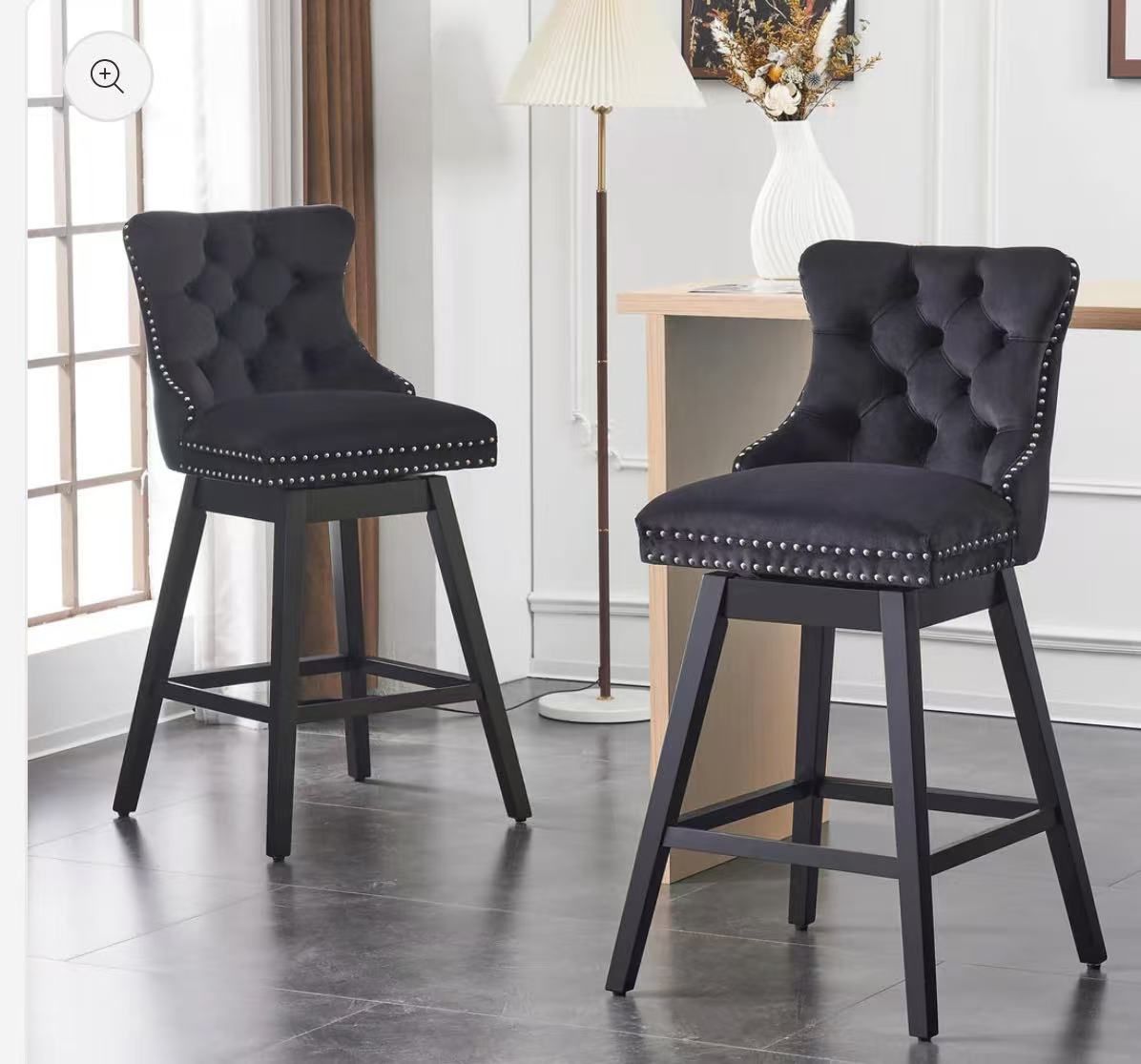 ❤️ Counter Height Bar Stools, 360 Swivel Bar Stools, Barstool Set of 2 with Back