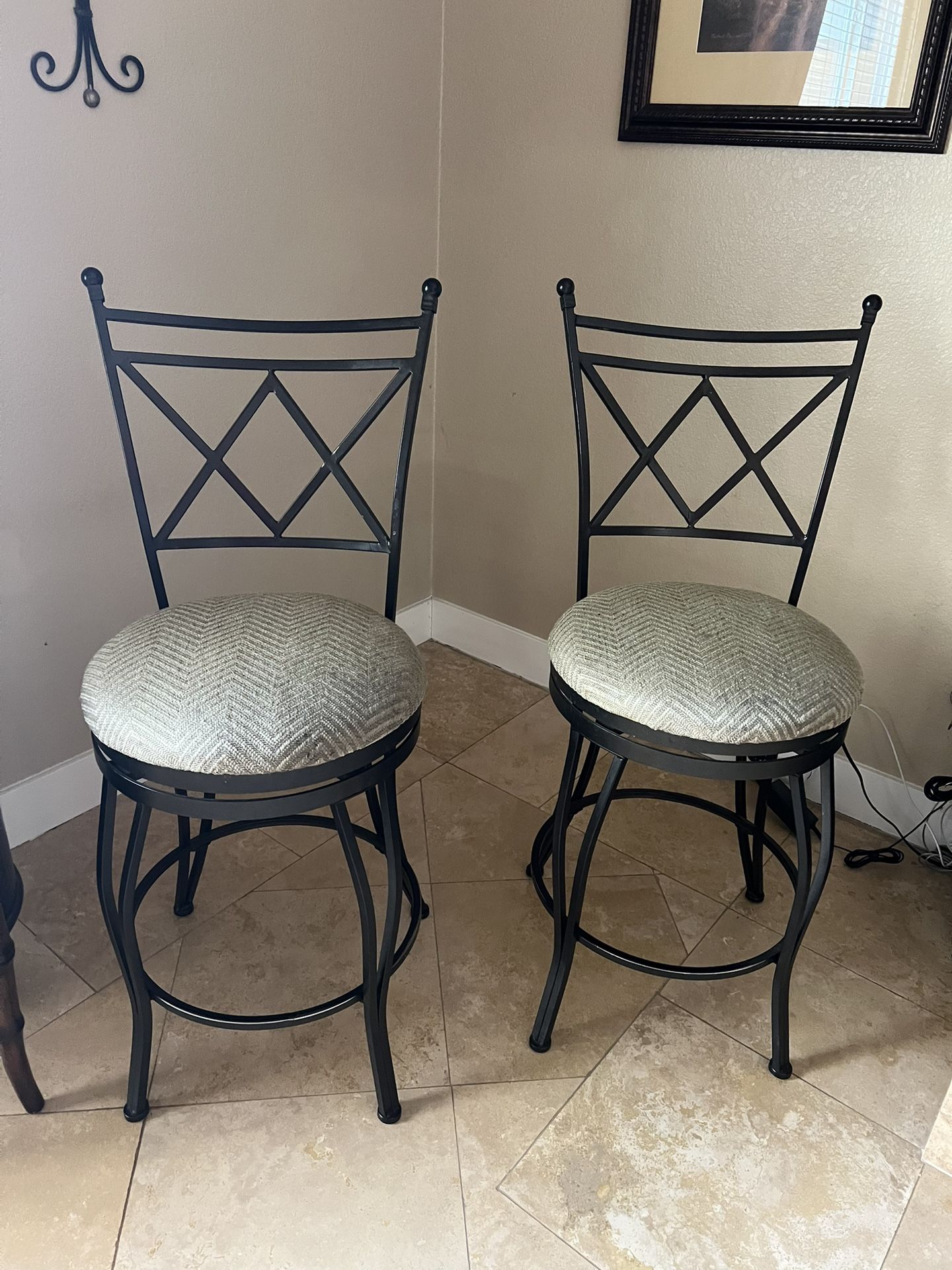 Pair Of Metal Swivel Stool Chairs Free