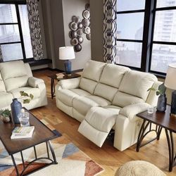 💥HUGE Ashley Furniture Blowout Sale!💥 Brand New Leather Reclining Sofa Loveseat SET! $50 Down Takes It Home Today! 