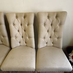 Tufted Dining Chairs (set of 4)-Cream Color - $45 Each or $160 for All 4