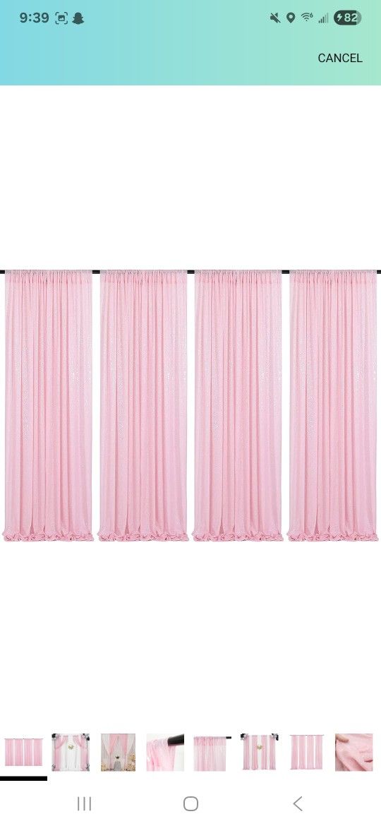 4Pcs 2Ft x 8Ft Pink Sequin Backdrop Curtains, Glitter Photography Background, Sequence Xmas Thanksgiving Backdrop (Pink, 4 pcs-2ftx8ft)