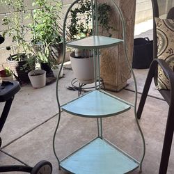 Teal plant stand