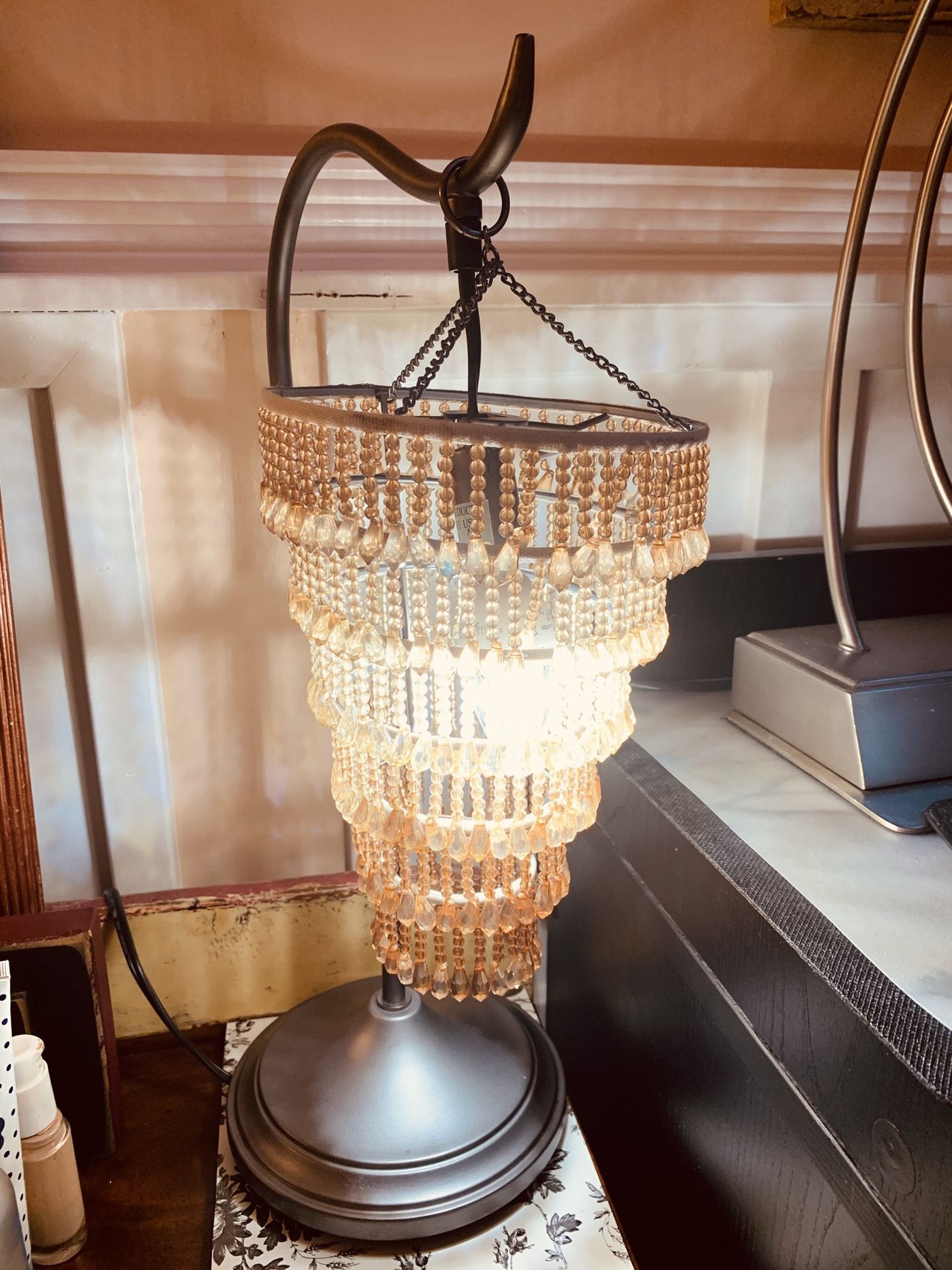 Beautiful desk lamp amber color crystals