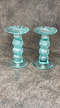 Pair of Glass Candle Holders
