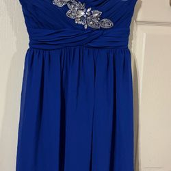 DEB STRAPLESS CHIFFON SHORT DRESS SIZE 9  Royal Blue  RN#55951 
