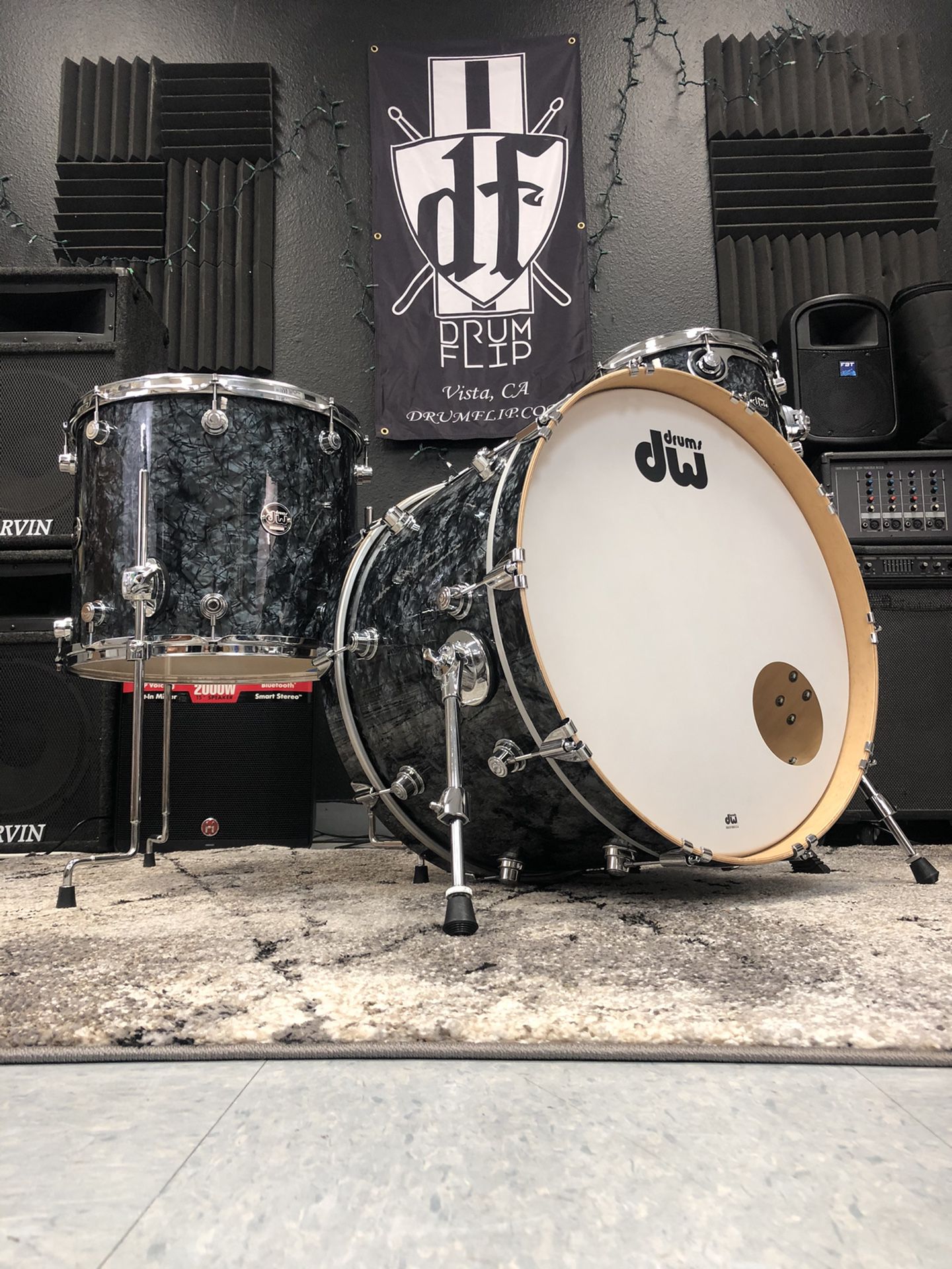 DW 3pc Performance Maple Black Diamond Drum Set