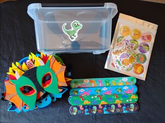 Dinosaur Kids Masks Stickers  and Snap  bracelets lot