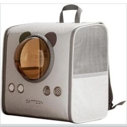 Pet Carrier Backpack, Large Bear Design with Bubble Window, White and Gray, 36x22x39cm，Pet Backpack，Cat Backpack
