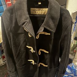 Burberry London Men’s Wool Duffle Coat – Black – Size Large (L/G)