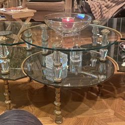 Hollywood Regency Goran of Belgium 3-Piece Coffee Table & End Table Set – Glass