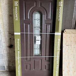 Masonite 36 x 80 Providence Center Arch Fiberglass Front Door – Left Hand Inswing