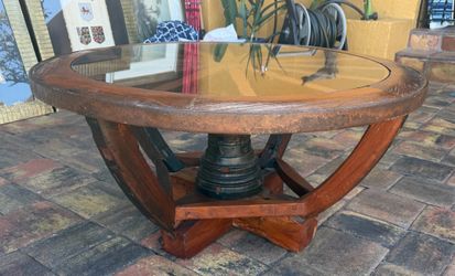 Solid wood wagon, wheel glass, top coffee table