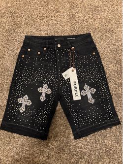 Bedazzled Black Jorts