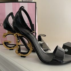 Dolce & Gabbana Black Nappa Leather DG Heels