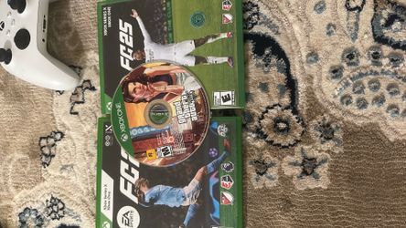 xbox 1 s with gta 5 fc 24 fc 25 2 controllers and the hdmi cord with power cable