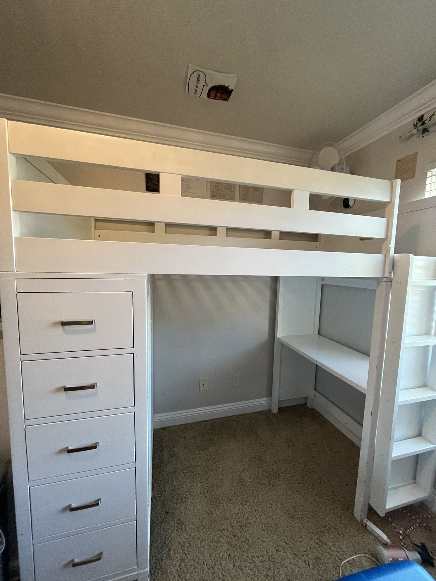 Twin Loft Bed With desk And storage Drawers