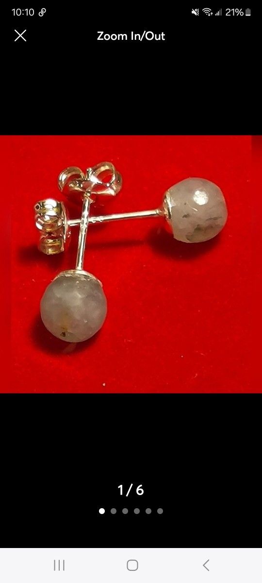 Natural Aquamarine Earrings .925 Sterling Silver Posts Womens Jewlery 6mm