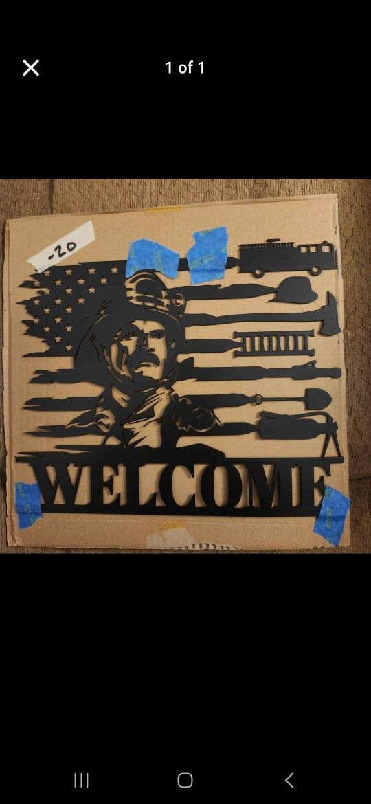 Firefighter Welcome Metal Wall Art