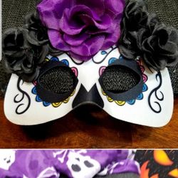 Sugar Skull Day of the Dead Half Mask New