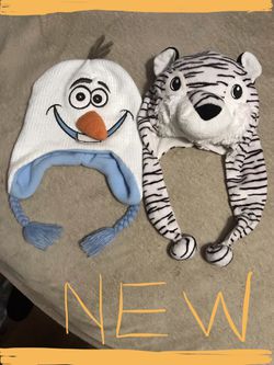 * BRAND NEW * 2 Kids Winter Hats - Olaf from Frozen & White Tiger ⛄️