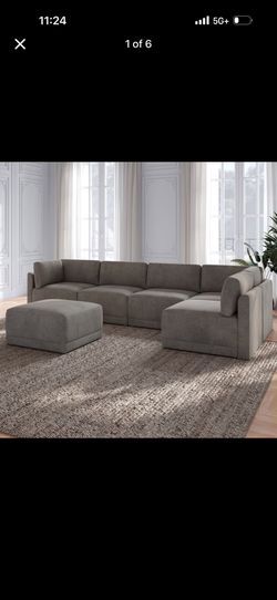 Costco Thomasville Fallon Modular Sectional 6-piece Gray with Ottoman