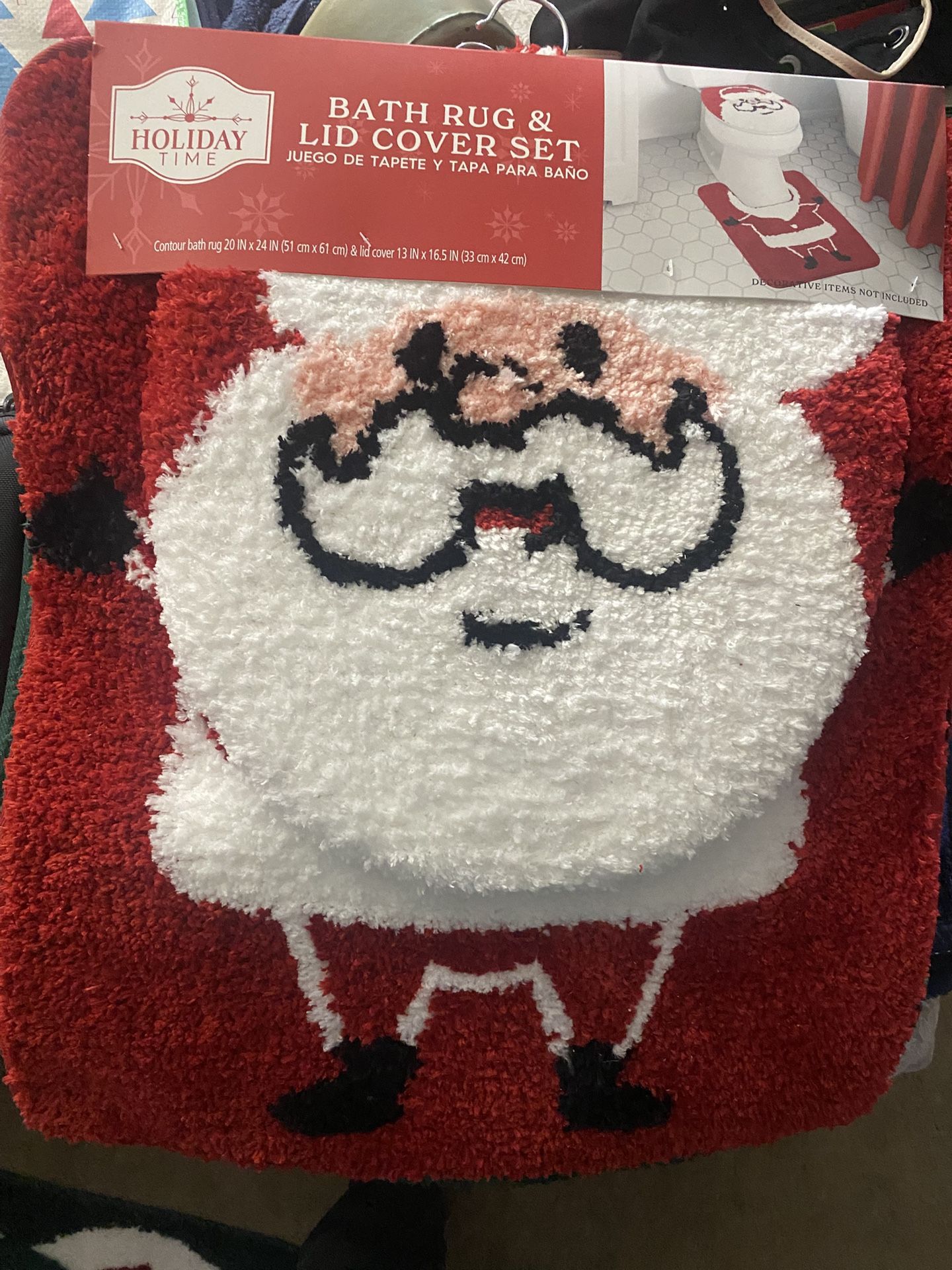 Christmas Bathroom Contour (toilet Base) Rug And Toilet Seat Cover