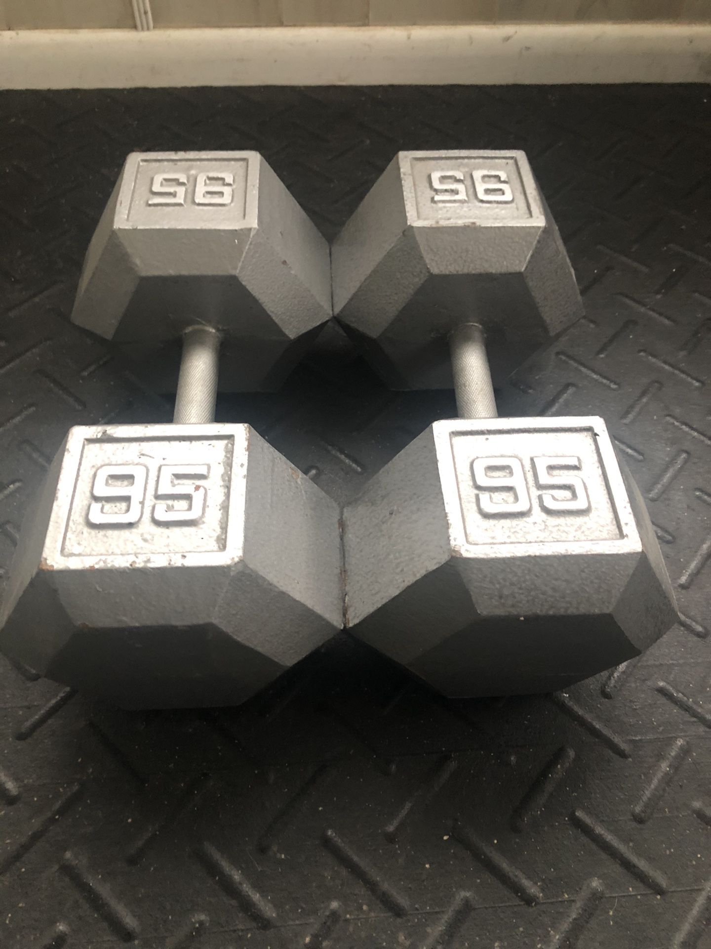 Pair of 95 pound dumbbells