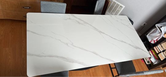 White Marble-Top Dining Table
