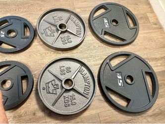 BRAND NEW Set Of Olympic Cast Iron Weight Plates  from 5s to 45s  Pounds [Total: 240 lbs]
