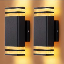 Outdoor LED Rectangle Up and Down Wall Sconce set of 2