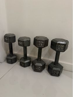 Hex Dumbbells – 15 lb & 20 lb Pairs (70 lb Total)