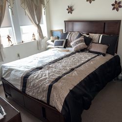 Queen bed frame and mattress