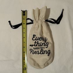 Everything happens for a Riesling wine bag tote travel gift single canvas carry