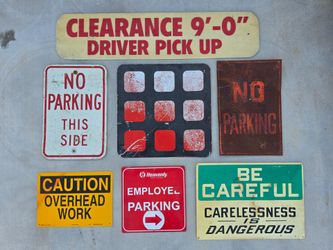 Mancave Garage Signage Lot of 7 Vintage Yard Art Sign Retired Signs