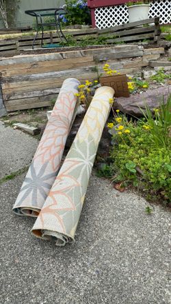 Two matching indoor outdoor rugs