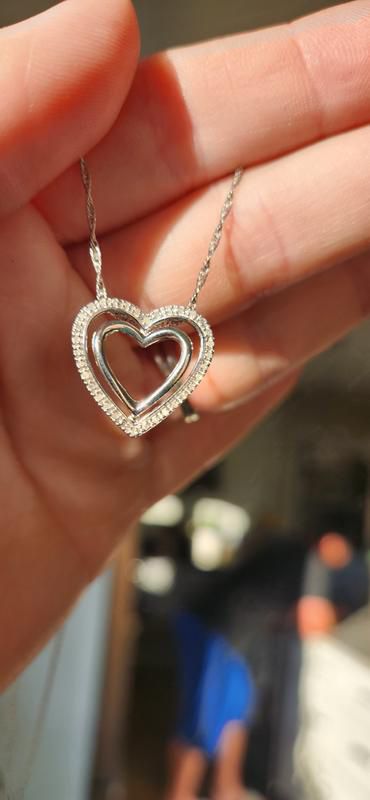 White Diamond Sterling Silver Heart Necklace