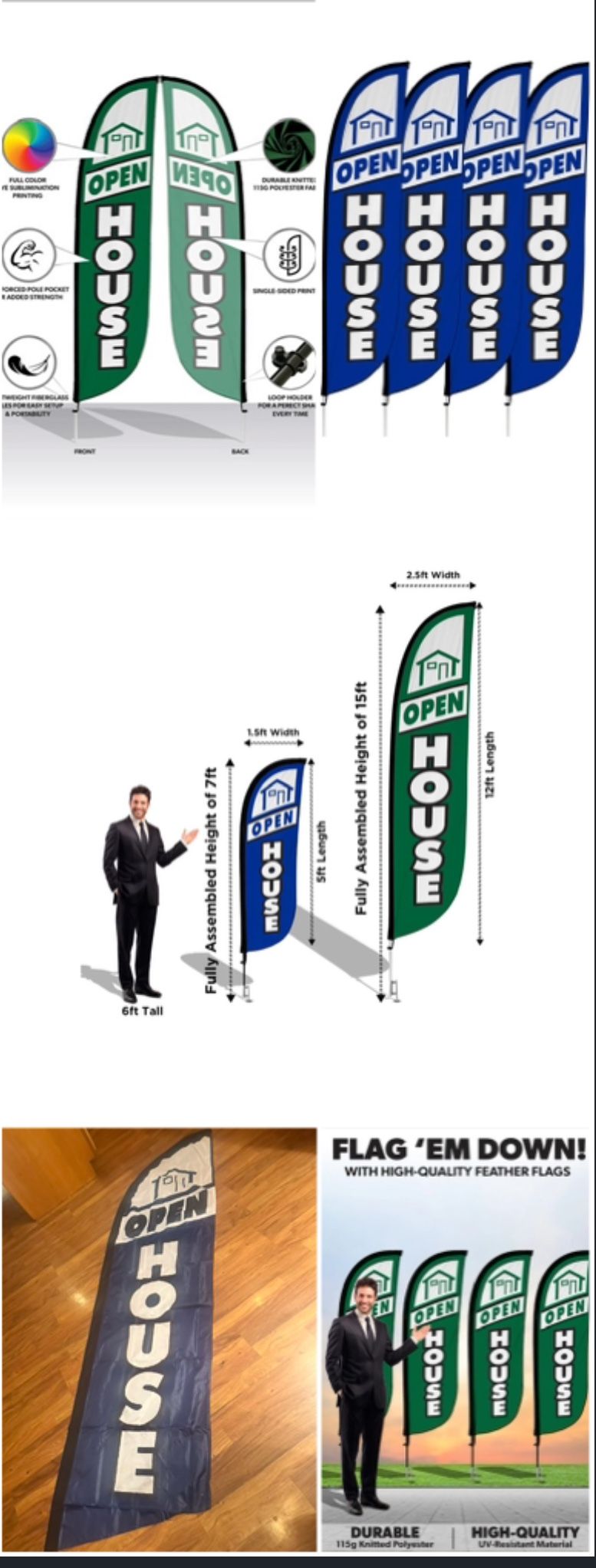 NEW 12Ft Open House Flag With Pole Included