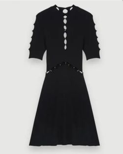 Maje Black Dress Openwork knit dress  Small size 34