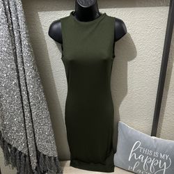 Olive Pencil Dress & Cardigan