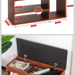 Mr IRONSTONE Shoes Bench Boot Organizing Upholstered Shoe Rack Entryway Storage, 2-Tier & 1- Hidden Compartment